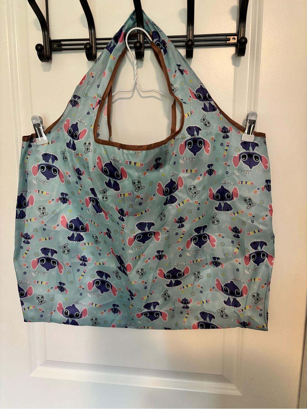 Light Blue Lilo and Stitch Print Reusable Tote Bag